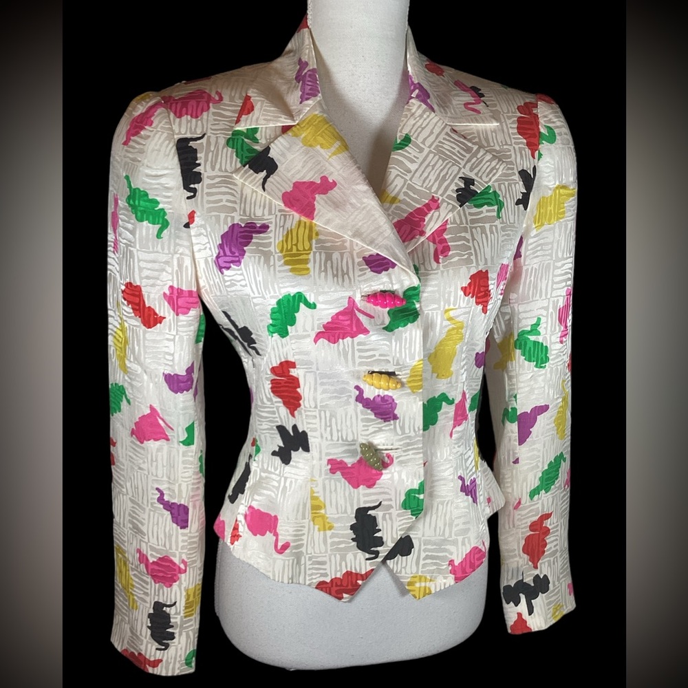 Vintage 80’s David Hayes Silk Abstract Blazer. B30 - Picture 15 of 15